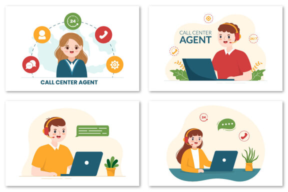 12 Call Center Agent Illustration