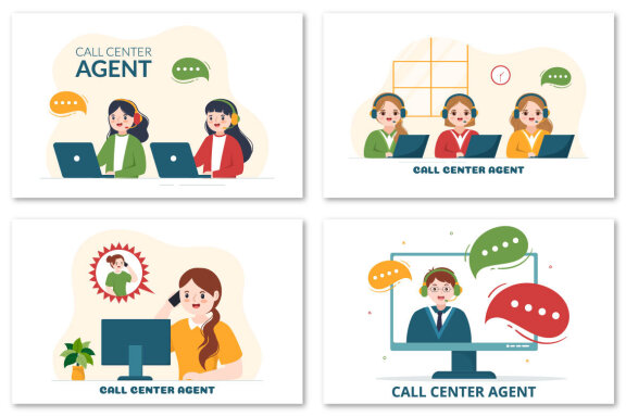 12 Call Center Agent Illustration