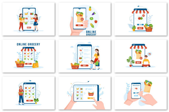 46 Grocery Store or Supermarket Illustration