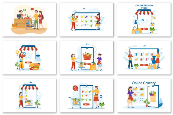 46 Grocery Store or Supermarket Illustration