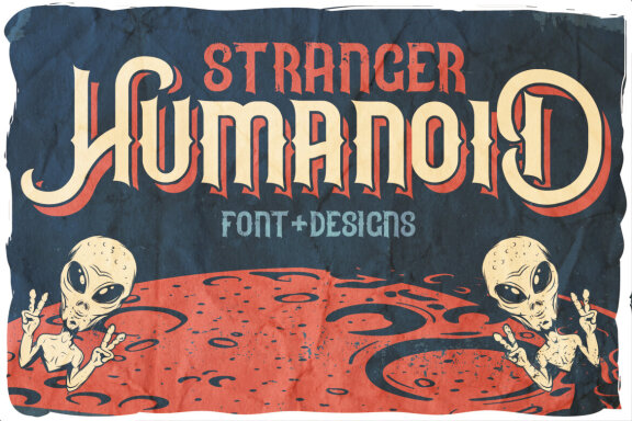 Stranger humanoid typeface and 8 designs