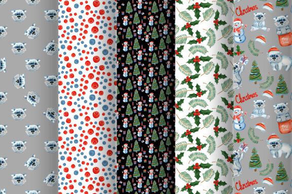 Christmas Polar Bear Seamless Pattern