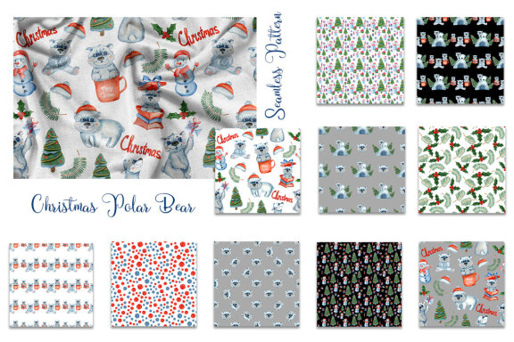Christmas Polar Bear Seamless Pattern