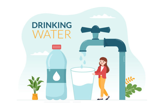10 People Drinking Water Illustration