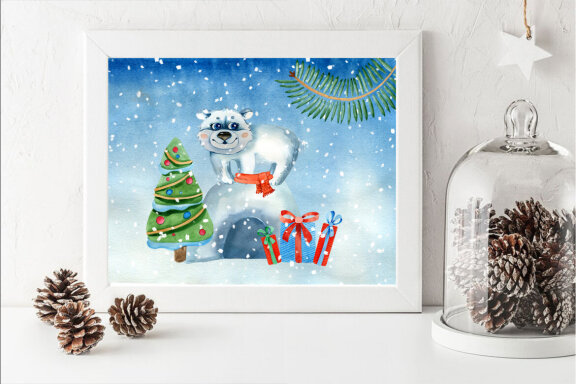 Christmas Polar Bear Clipart Bundle
