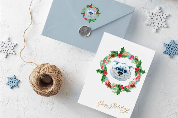 Christmas Polar Bear Clipart Bundle