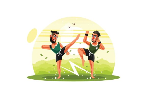 KickBoxing Fighter Vector Illustration