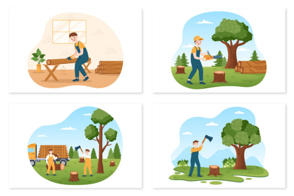 8 Tree Cutting and Timber Illustration