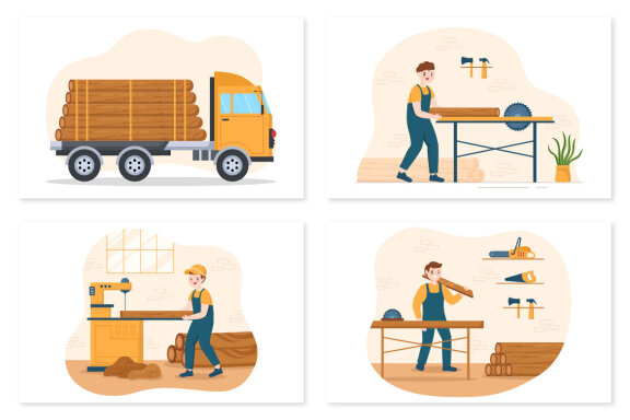 8 Tree Cutting and Timber Illustration