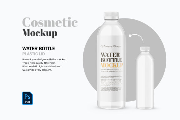Plastic Water Bottle - PSD Mockup