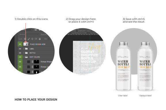 Glass Water Bottle With Editable Lid - PSD Mockup