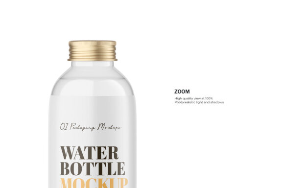 Glass Water Bottle With Editable Lid - PSD Mockup