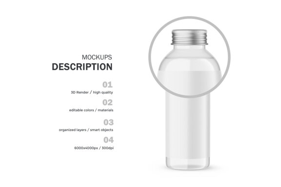 Glass Water Bottle With Editable Lid - PSD Mockup