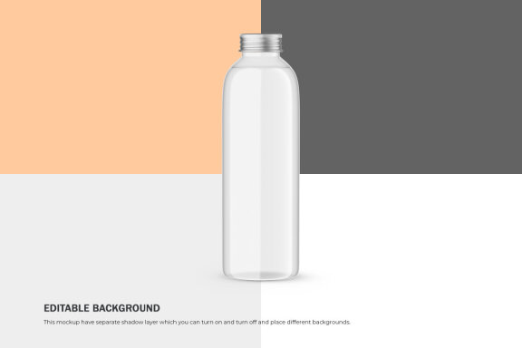 Glass Water Bottle With Editable Lid - PSD Mockup
