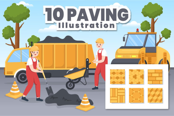 10 Road Construction or Paving Illustration