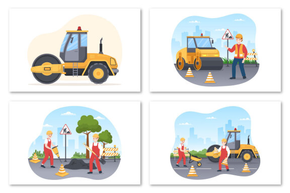 10 Road Construction or Paving Illustration