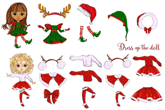 Christmas cute doll festive clothes clipart creator