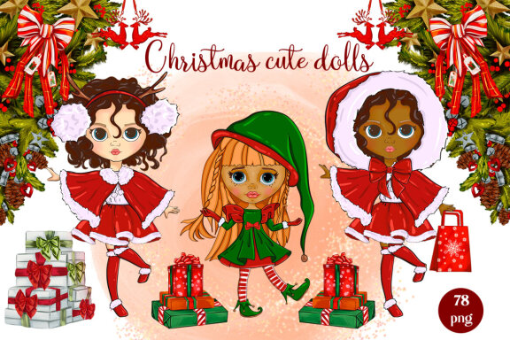 Christmas cute doll festive clothes clipart creator
