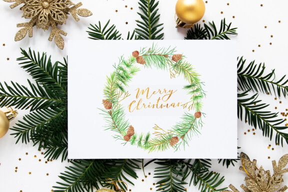 Watercolor Forest Pine Wreaths Clipart