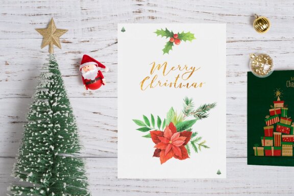 Watercolor Christmas Floral Clipart