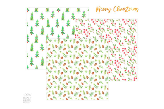 Watercolor Christmas Digital Papers Pack