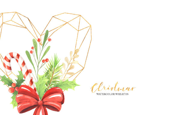 Watercolor Christmas Floral Wreaths Clipart