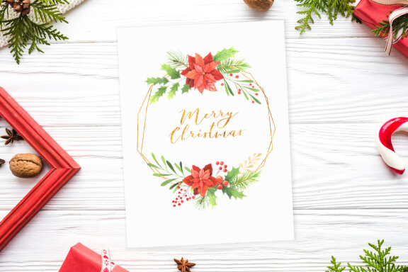 Watercolor Christmas Floral Wreaths Clipart
