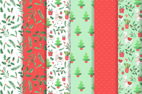 Watercolor Christmas Llama FREE Patterns