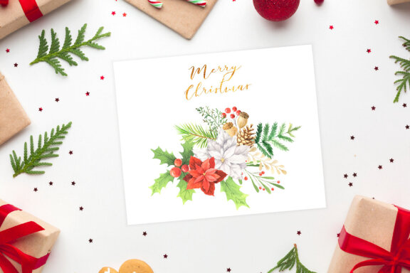 Watercolor Christmas Arrangements Clipart