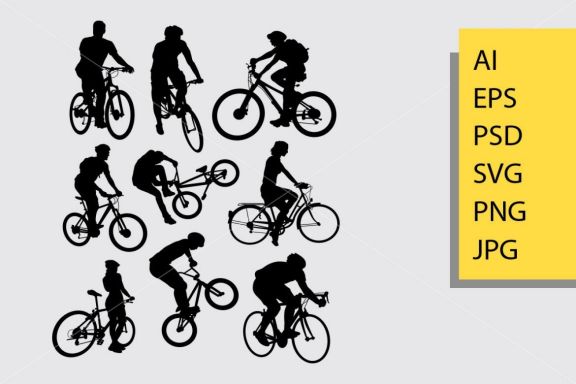 Riding bicycle silhouette