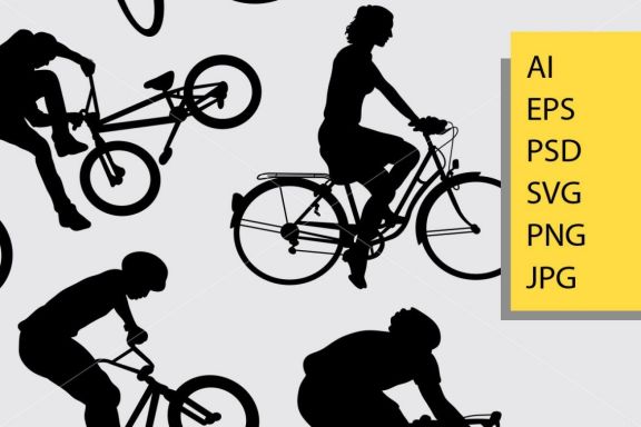 Riding bicycle silhouette
