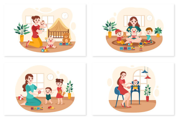 13 Babysitter or Nanny Services Illustration