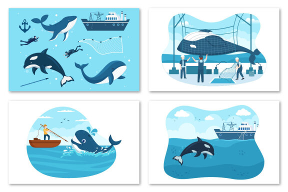 8 Whale Hunting Illustration