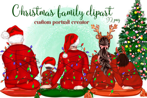 Family Portrait Christmas Sitting Family Custom