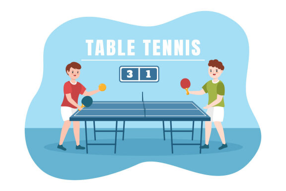 11 Playing Table Tennis Sports Illustration