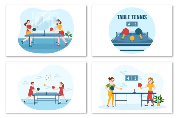 11 Playing Table Tennis Sports Illustration