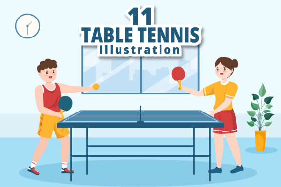 11 Playing Table Tennis Sports Illustration