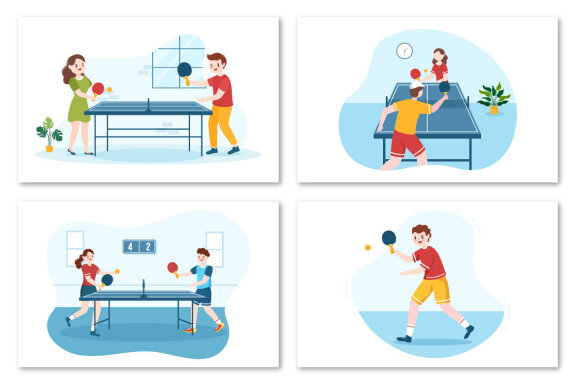 11 Playing Table Tennis Sports Illustration
