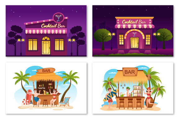 13 Cocktail Bar Illustration