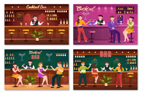 13 Cocktail Bar Illustration