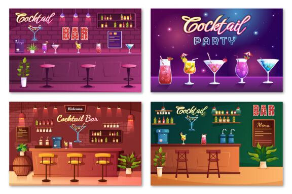 13 Cocktail Bar Illustration