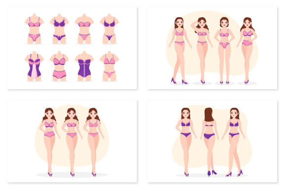8 Stylish Woman Lingerie Illustration
