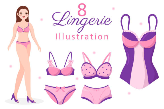 8 Stylish Woman Lingerie Illustration