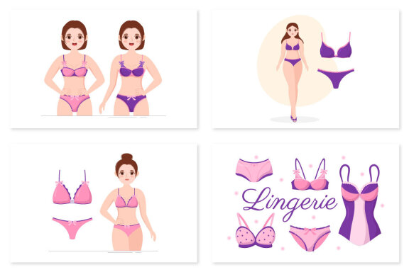 8 Stylish Woman Lingerie Illustration