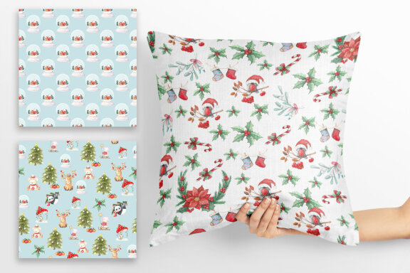 The Christmas graphics collection includes seamless patterns