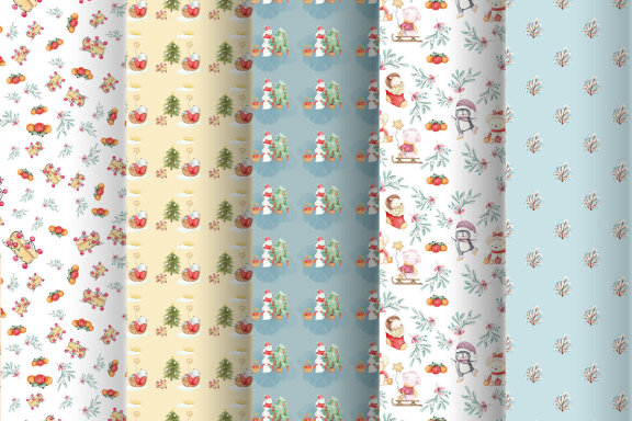 The Christmas graphics collection includes seamless patterns