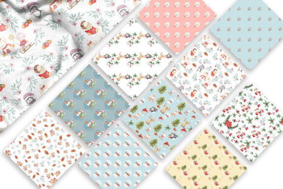 The Christmas graphics collection includes seamless patterns