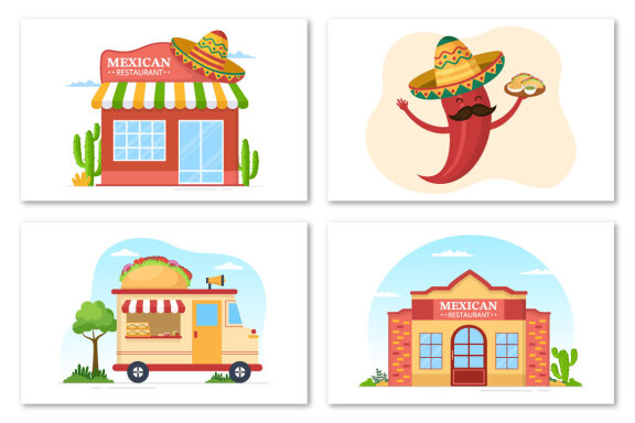 11 Mexican Food Restaurant Illustration