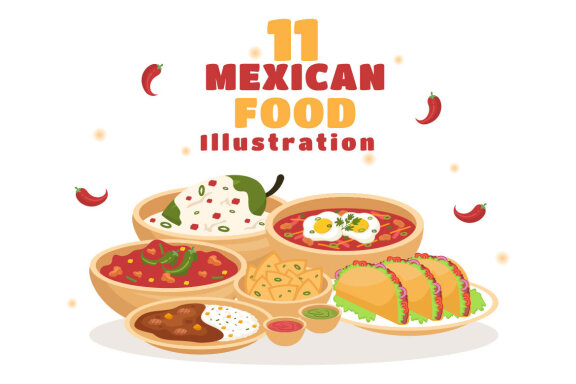 11 Mexican Food Restaurant Illustration