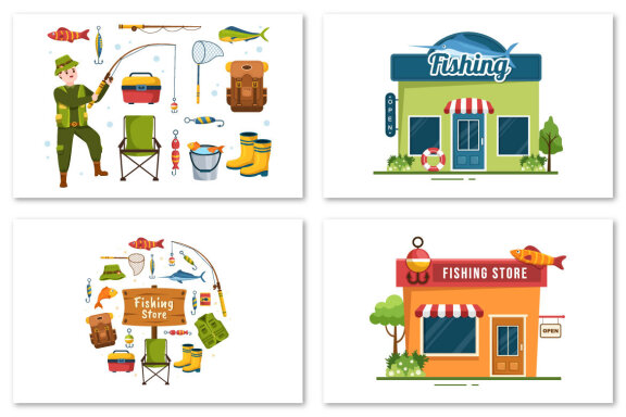 10 Fishing Shop Illustration